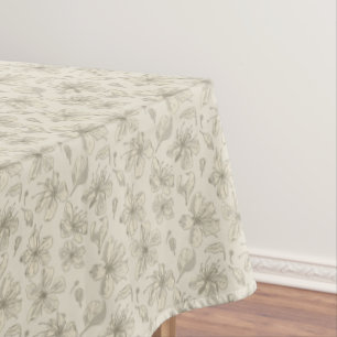 Tossed Blossoms on Light Sand - seamless pattern.  Tablecloth
