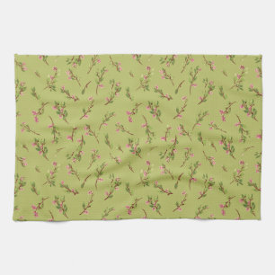 Tossed Floral Wildflowers on Chartreuse Green Kitchen Towel