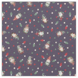 Tossed Gnomes Wrapped in Lights on Dark Purple Fabric