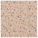 Tossed Gnomes Wrapped in Lights on Light Brown Fabric