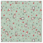 Tossed Gnomes Wrapped in Lights on Light Green Fabric