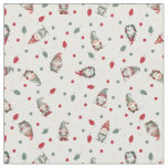 Tossed Gnomes Wrapped in Lights on White Fabric