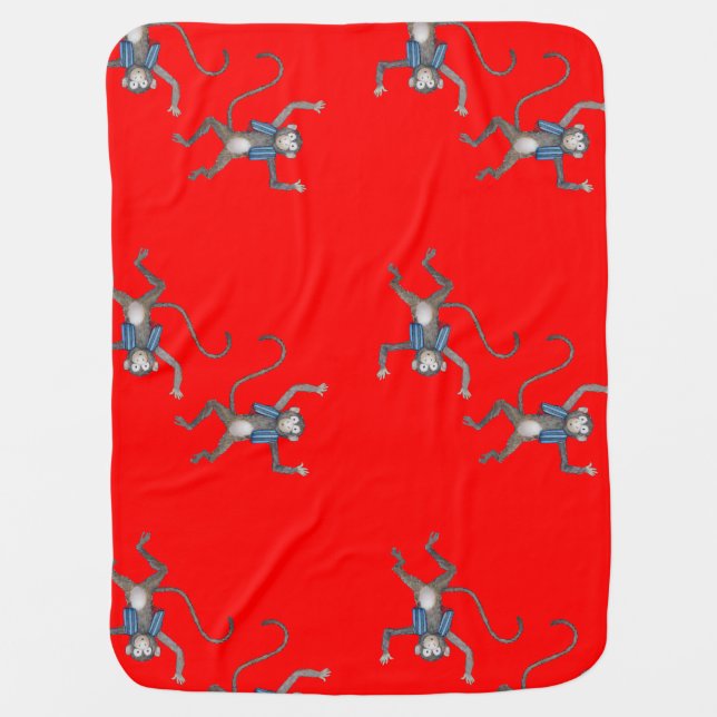 Tossed Monkeys Baby Blanket (Front)