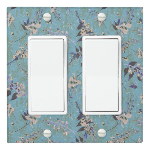 Tossed Purple  Cream Wisteria Flowers on Teal Light Switch Cover