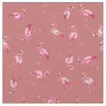 Tossed Watercolor Flamingos on Faded Red Fabric