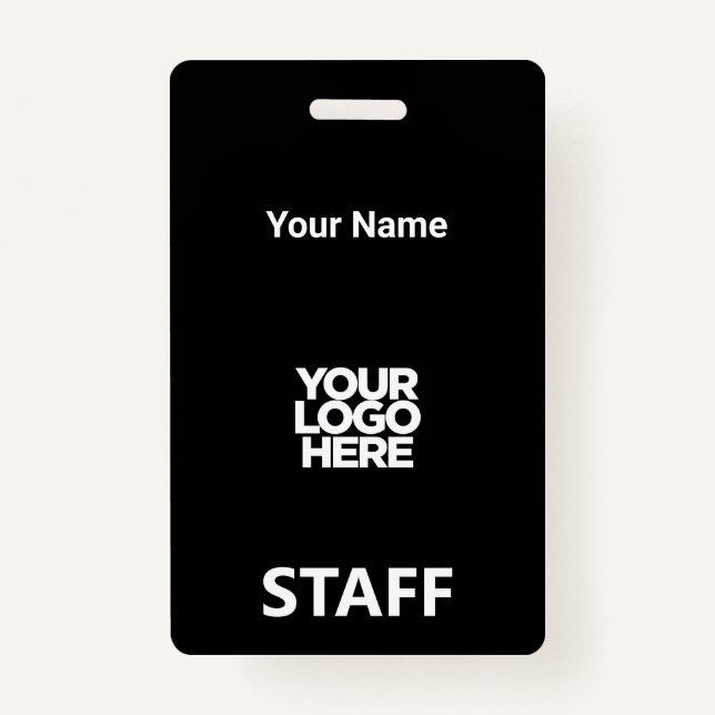 Total Black Employee Name Business Logo Qr Code Badge (Front)