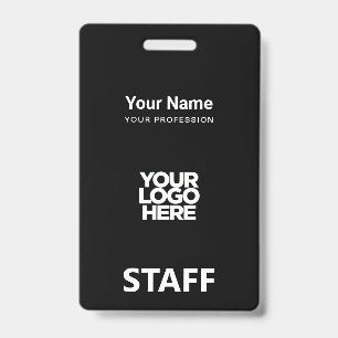 Total Black Employee Name Business Logo Staff Tag Badge