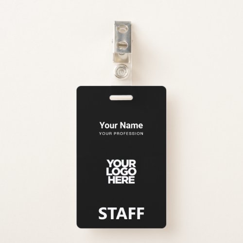 Total Black Employee Name Business Logo Staff Tag Badge