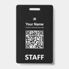 Total black Employee Qr Code, Bar Code, Logo, Name