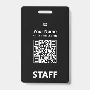 Total black Employee Qr Code, Bar Code, Logo, Name Badge