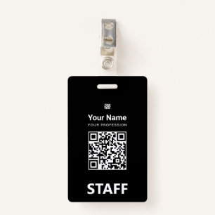 Total black Employee Qr Code, Bar Code, Logo, Name Badge
