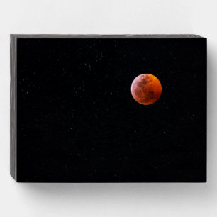 Total Blood Moon Eclipse   Big Island Hawaii Wooden Box Sign