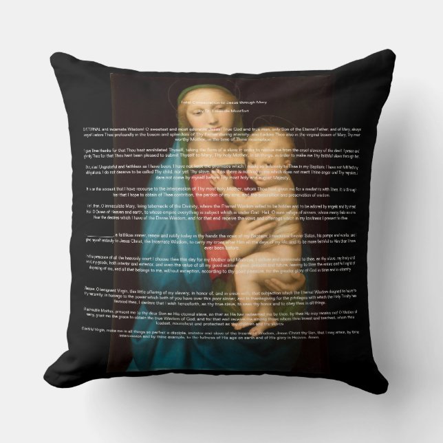 Total Consecration to Jesus Through Mary Throw Pil Pillow (Front)
