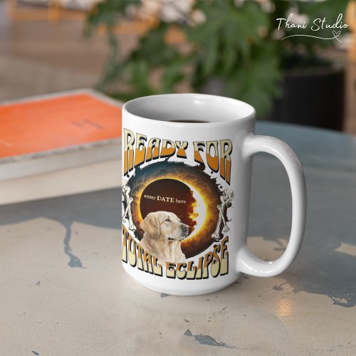 Total Eclipse 2024 Editable Date Cute Dog Vintage  Coffee Mug