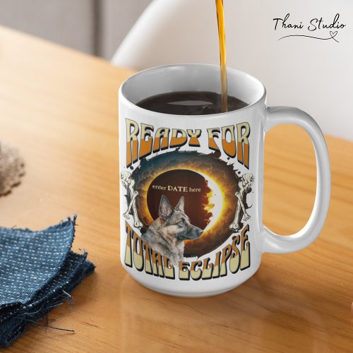 Total Eclipse 2024 Editable Date Cute Dog Vintage  Coffee Mug