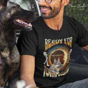 Total Eclipse 2024 Editable Date Cute Dog Vintage  T-Shirt