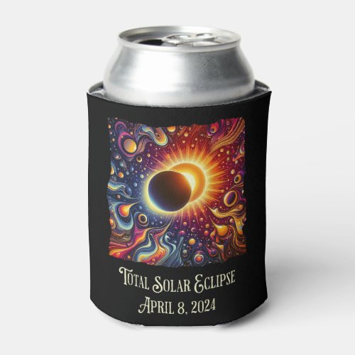 Total Eclipse 2024 Retro Groovy 60s 70s vibe Can Cooler