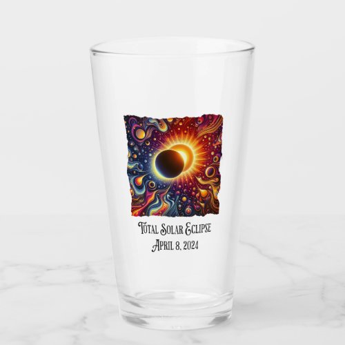 Total Eclipse 2024 Retro Groovy 60s 70s vibe Glass