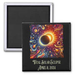 Total Eclipse 2024 Retro Groovy 60's 70's vibe Magnet