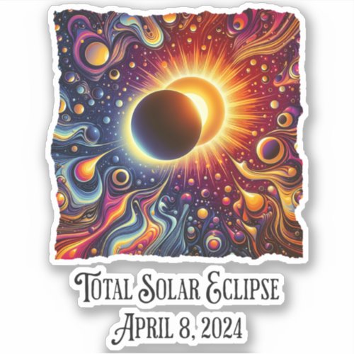 Total Eclipse 2024 Retro Groovy 60s 70s vibe Sticker