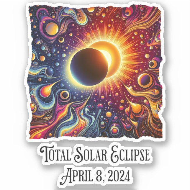 Total Eclipse 2024 Retro Groovy 60's 70's vibe Sticker (Front)