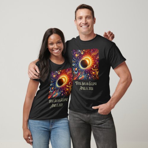 Total Eclipse 2024 Retro Groovy 60s 70s vibe T_Shirt