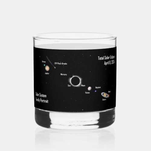 Total Eclipse 2024 Solar System Family Portrait  Whiskey Glass