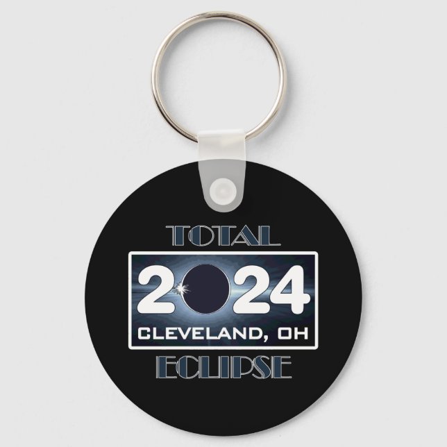 Total Eclipse Cleveland Ohio 2024 Path of Totality Keychain (Front)