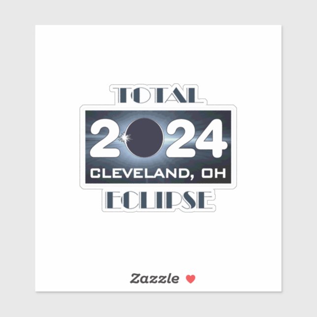 Total Eclipse Cleveland Ohio 2024 Path of Totality Sticker (Sheet)