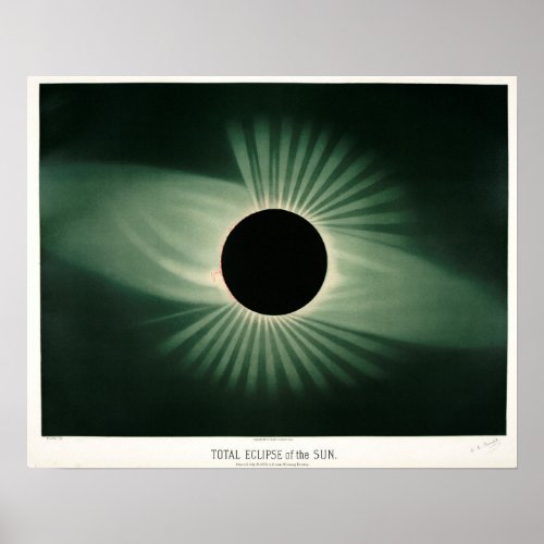 Total Eclipse of the Sun by E L Trouvelot Poster