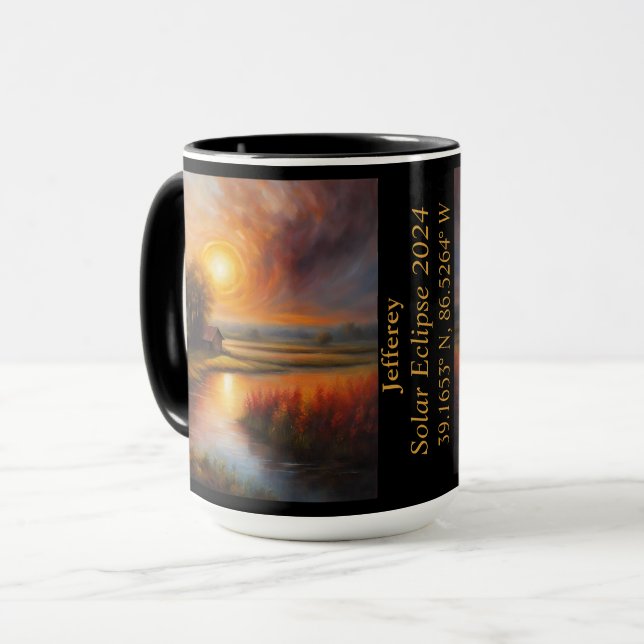 Total Eclipse of The Sun GPS Farmland Creek Name Mug (Front Left)