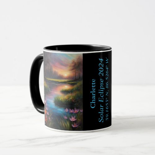 Total Eclipse of The Sun GPS Spring Flowers Name Mug