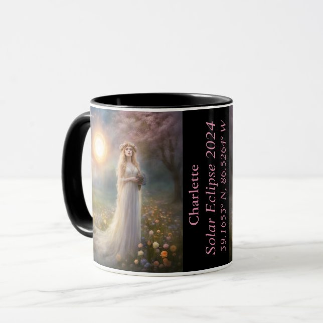 Total Eclipse of The Sun GPS Spring Goddess Name Mug (Front Left)