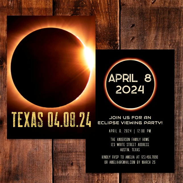 Total Eclipse Texas 2024 Personalized Invitation (Front/Back)