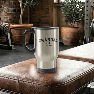 Total Grands Black Varsity Grandad Est Year Legacy Travel Mug