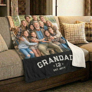 Total Grands Photo Varsity Grandad Est Year Legacy Sherpa Blanket