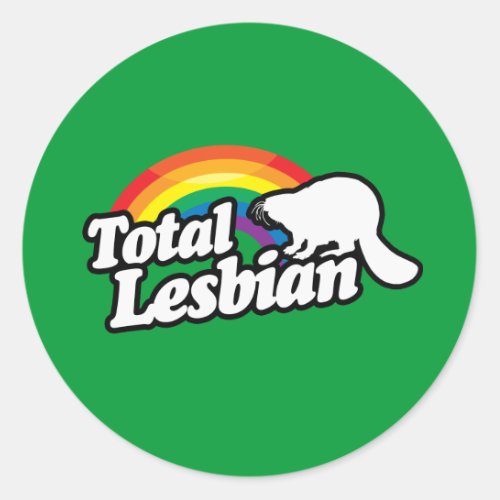 TOTAL LESBIAN BEAVER _ WHITE _ 2png Classic Round Sticker