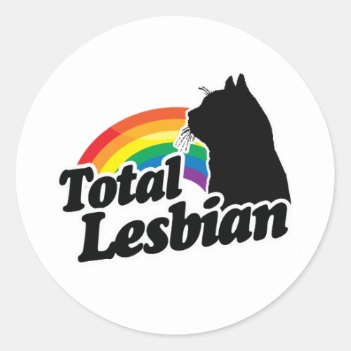 TOTAL LESBIAN CAT _ WHITE _ WHITE _png Classic Round Sticker