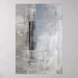 'Total Loner' Grey and Beige Abstract Art Poster