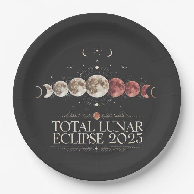 Total Lunar Eclipse 2025 Astronomy Northwest USA  Paper Plates (Front)
