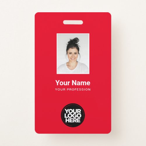 Total Red Employee Photo Bar Code Logo Name Badge