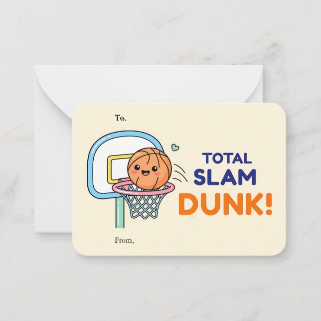 Total Slam Dunk Valentine Flat Note Card (Front)