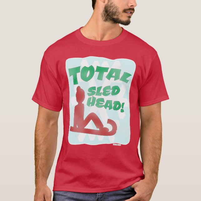 Total Sled Head Funny Holiday Logo Slogan T-Shirt (Front)