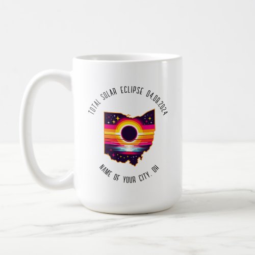 Total Solar Eclipse 0408 2024 Ohio Custom City Coffee Mug