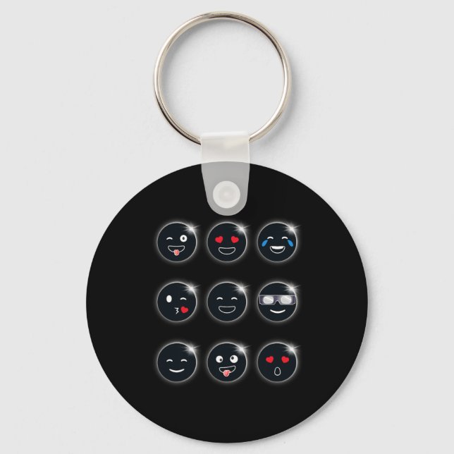 Total Solar Eclipse 04.08.2024 Silly Faces Fun Boy Keychain (Front)