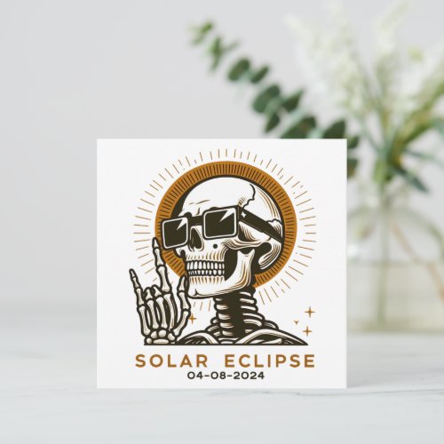 Total Solar Eclipse 04 08 2024 Skeleton Holiday Card