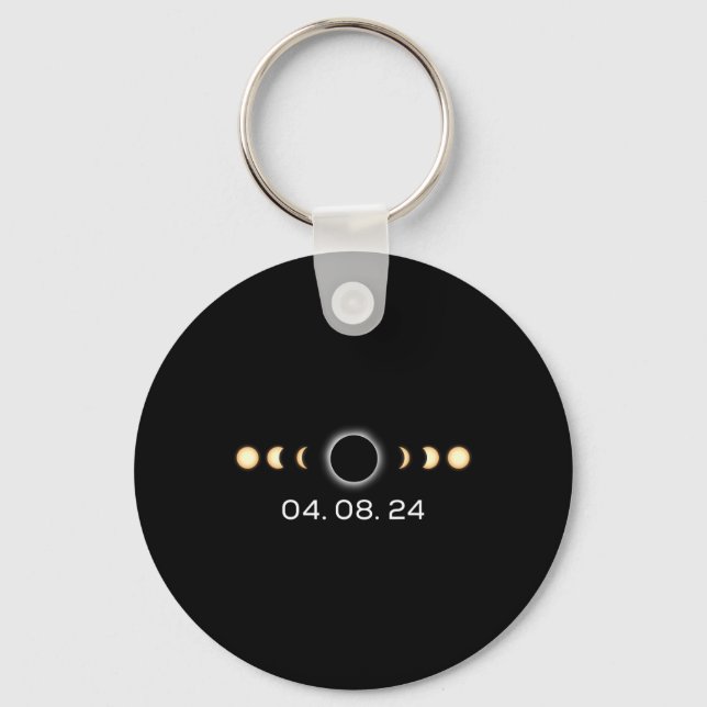 Total Solar Eclipse 04. 08. 2024 Totality Phases  Keychain (Front)