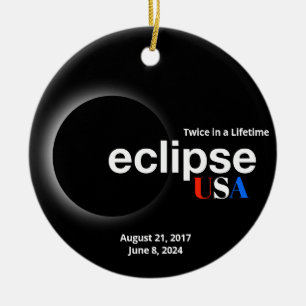 Total Solar Eclipse 2017 2024 Ceramic Ornament