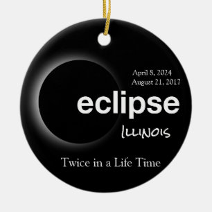 Total Solar Eclipse 2017 2024 - Illinois Ceramic Ornament