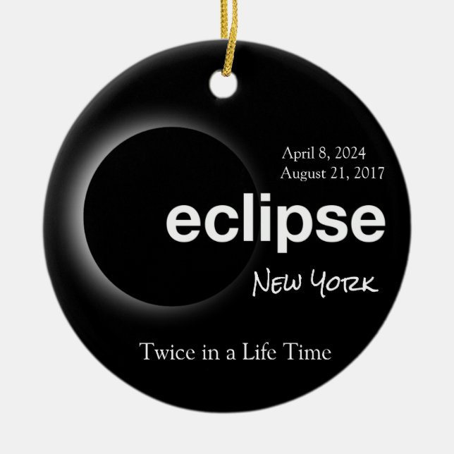 Total Solar Eclipse 2017 2024 New York Ceramic Ornament (Front)
